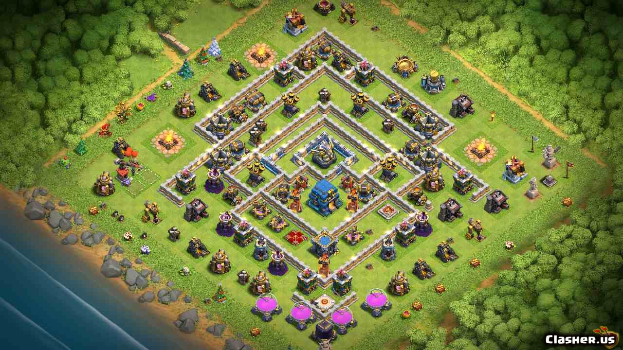 Town Hall A Best Base Th With Link War Base Clash