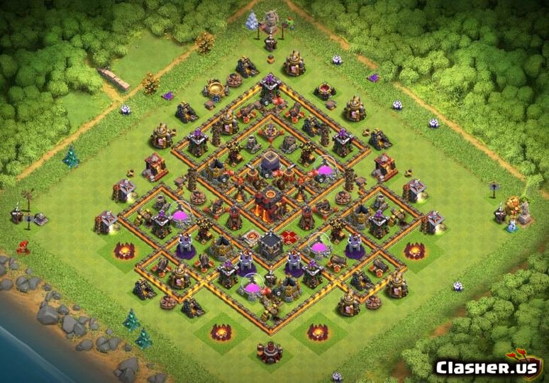 blackboard Waterfront Expired Town Hall 10] A Classic TH10 Base [With Link] [7-2019] - Trophy Base -  Clash of Clans | Clasher.us