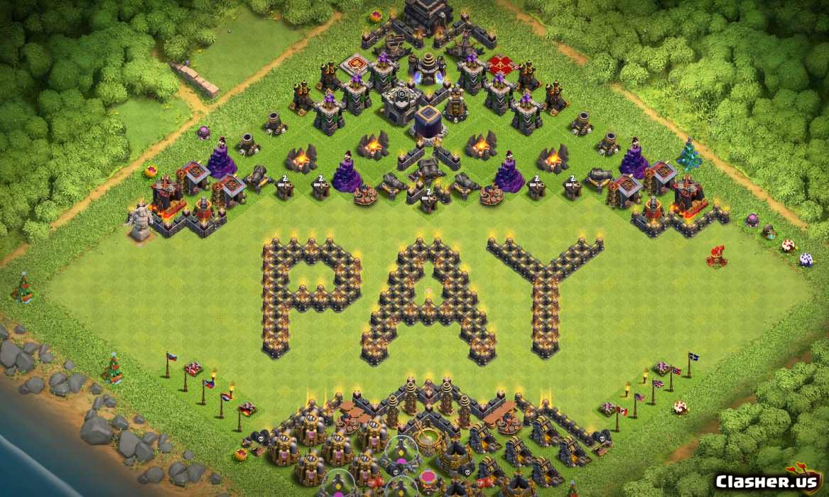 Town Hall 9] TH9 Pay - fun progress base [With Link] [7-2019] - Hybrid Base  - Clash of Clans 