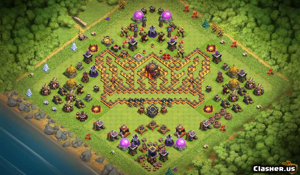 Town Hall 10 Th10 Crown - Fun Base With Link 7-2019 - Hybrid