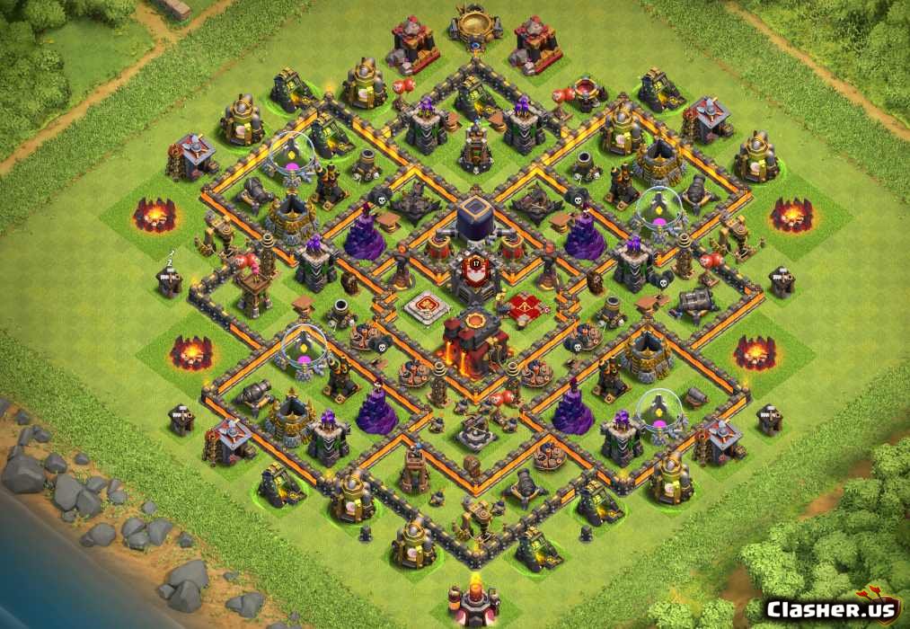 Top 10 clash of clans town hall level 10 defense base design good clash...