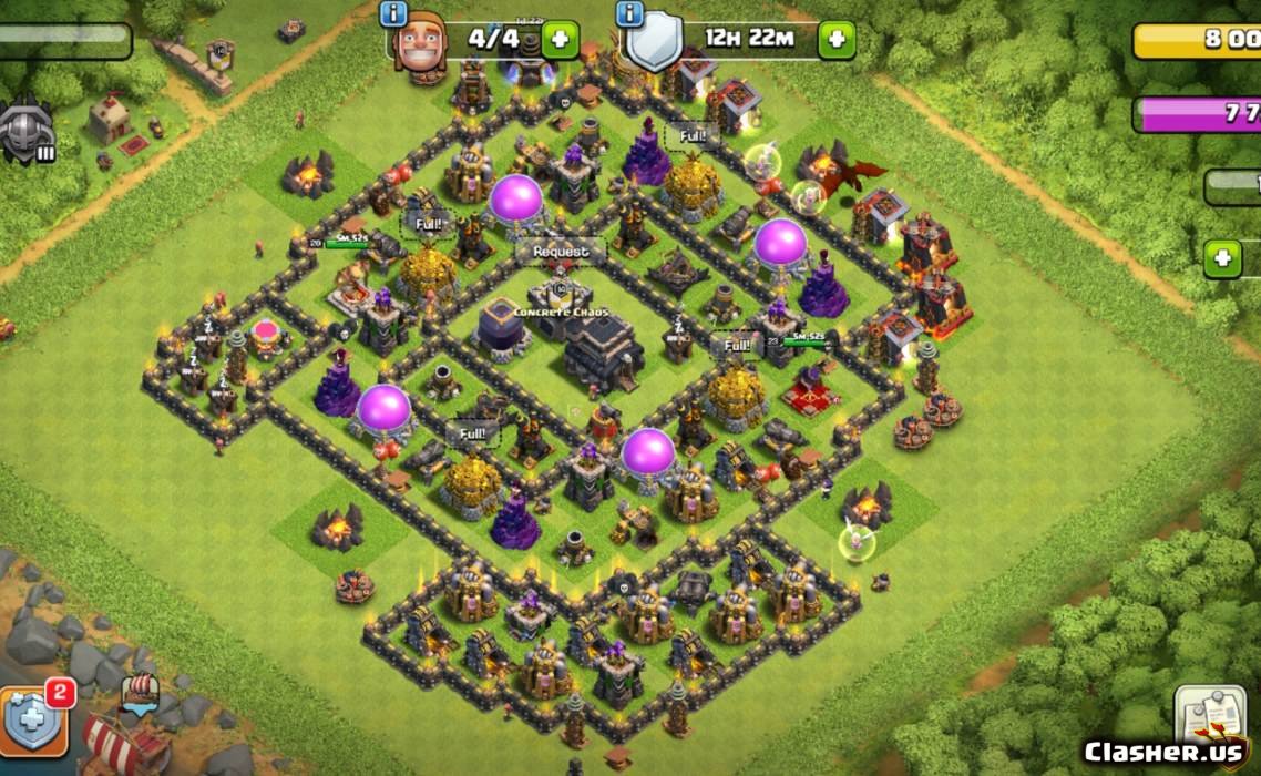 Town Hall 9 - HYBRID Base Map #19 - Clash of Clans | Clasher.us