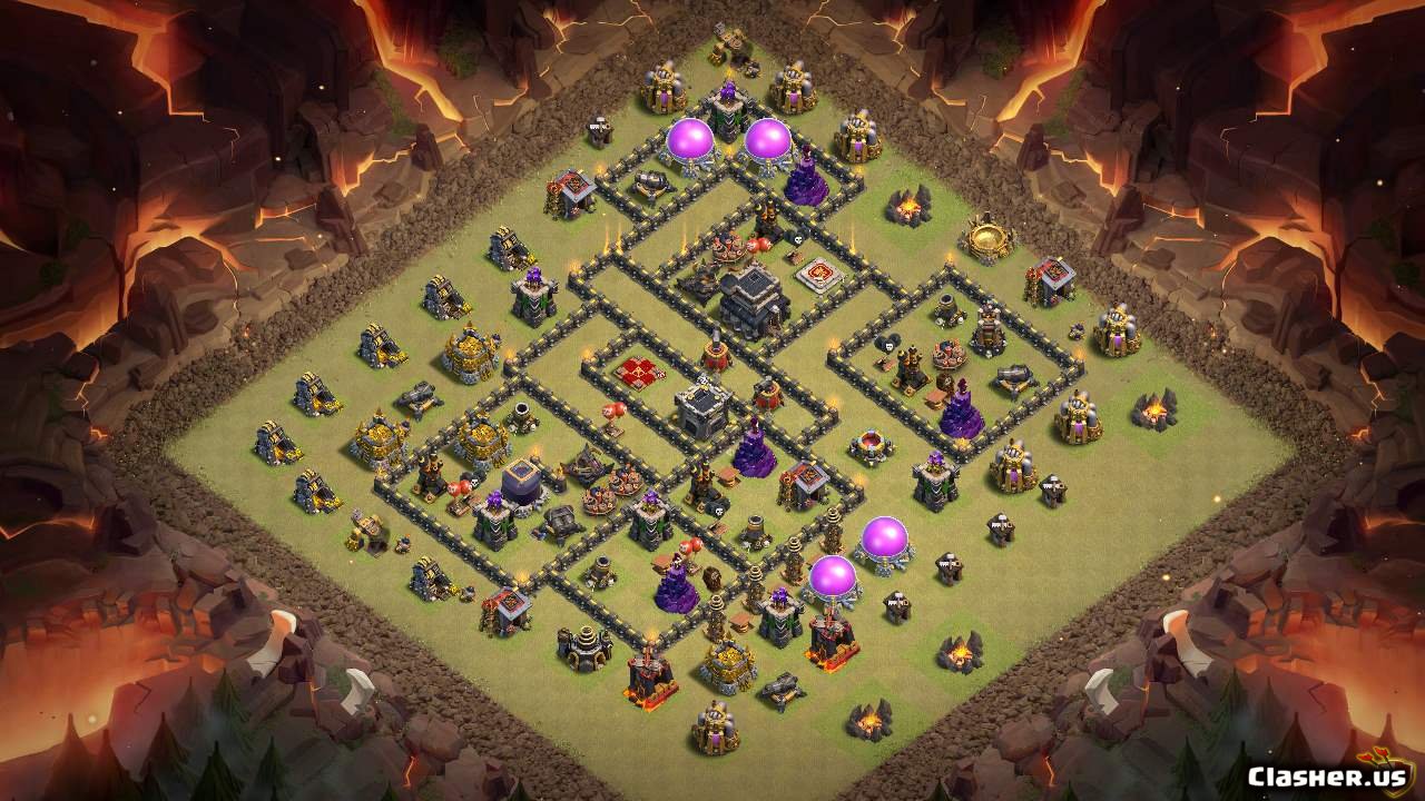 Town Hall 9 Top 2 Th9 War Base Anti 3 Stars With Link 7 2019 War Base Clash Of Clans Clasher Us