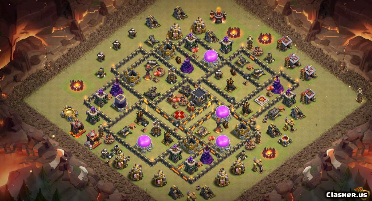 Copy Base Town Hall 10 TH10 Great base for war With Link 8-2019 - War B...