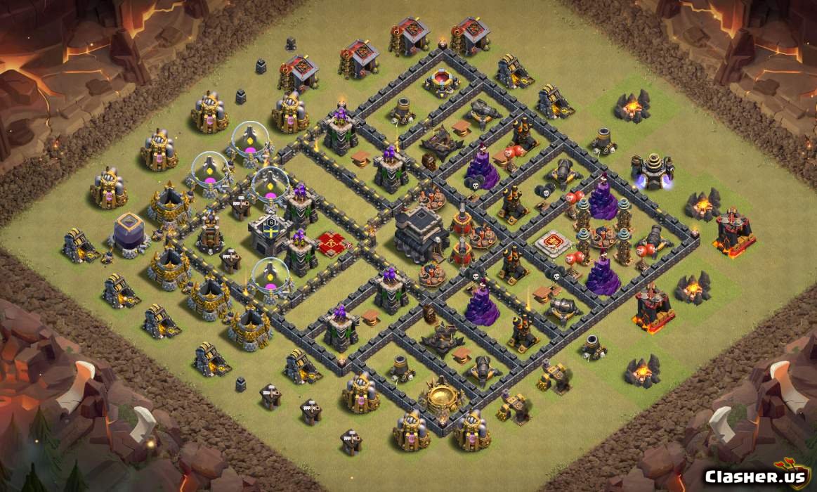 Copy Base Town Hall 9 TH9 Good base for war v5 With Link 8-2019 - War...