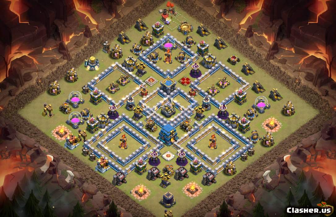 Town Hall 12 TH12 War Base Anti 3 Star 5 square With Link 8-2019 - War Base.