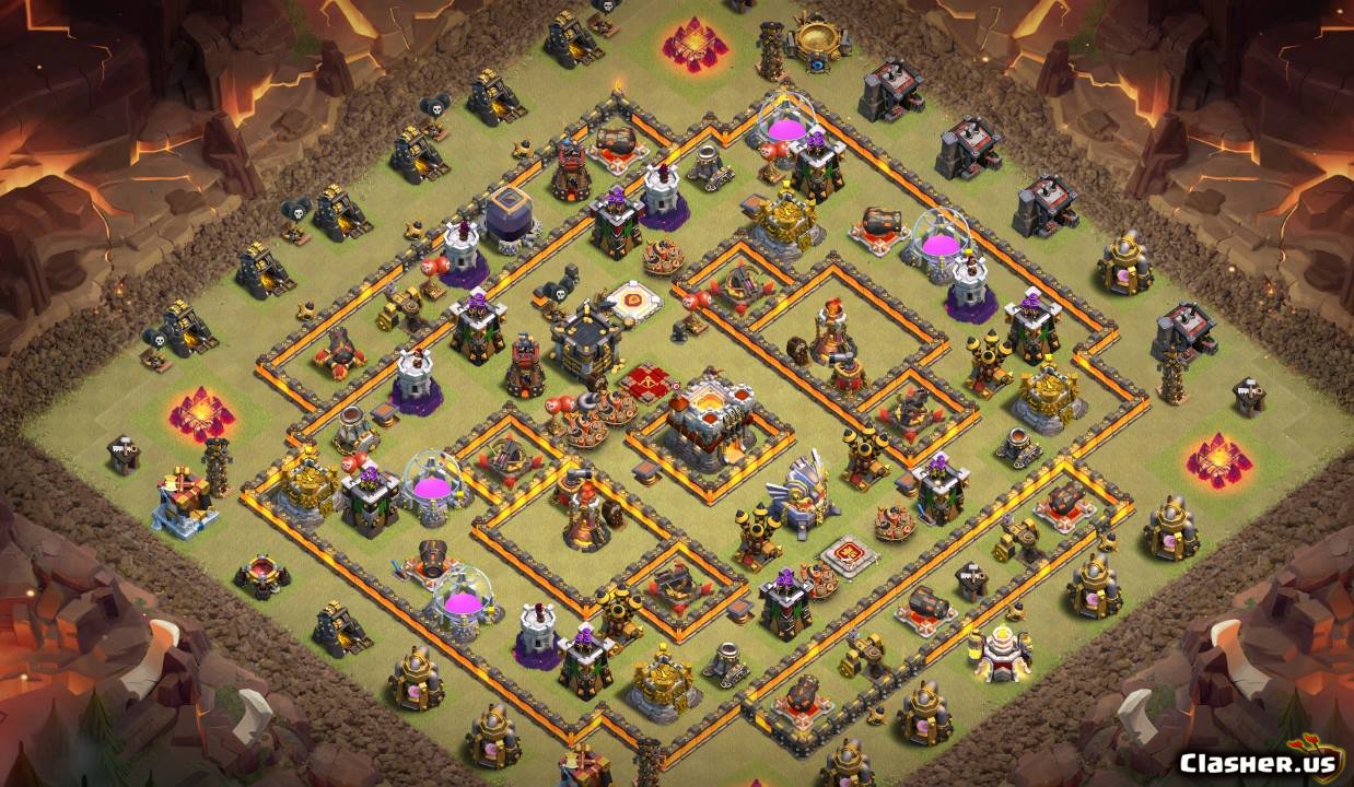 Copy Base Town Hall 11 TH11 War/ Trophy Base Anti 2 Star v48 With Link 9-20...
