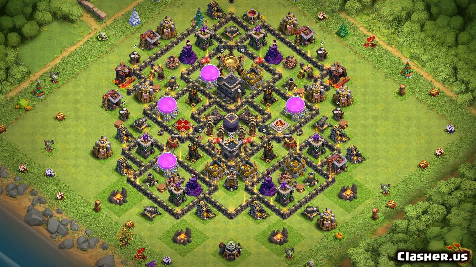 Copy Base Town Hall 9 TH9 DE Farming Hybrid Base v4 With Link 9-2019 - War Base - Clash of ...