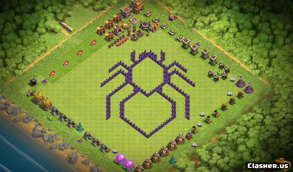 Town Hall 7 Th7 Fun Progress Base Spider With Link 10 19 Hybrid Base Clash Of Clans Clasher Us