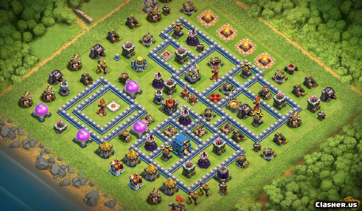 Town Hall 12 TH12 War Trophy base v368 - anti 3 stars With Link 11.
