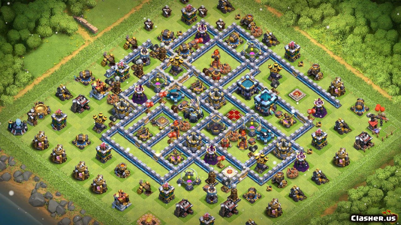 Town Hall 13 TH13 Trophy/War base v15 - anti 3 stars With Link 11-2019 - Tr...