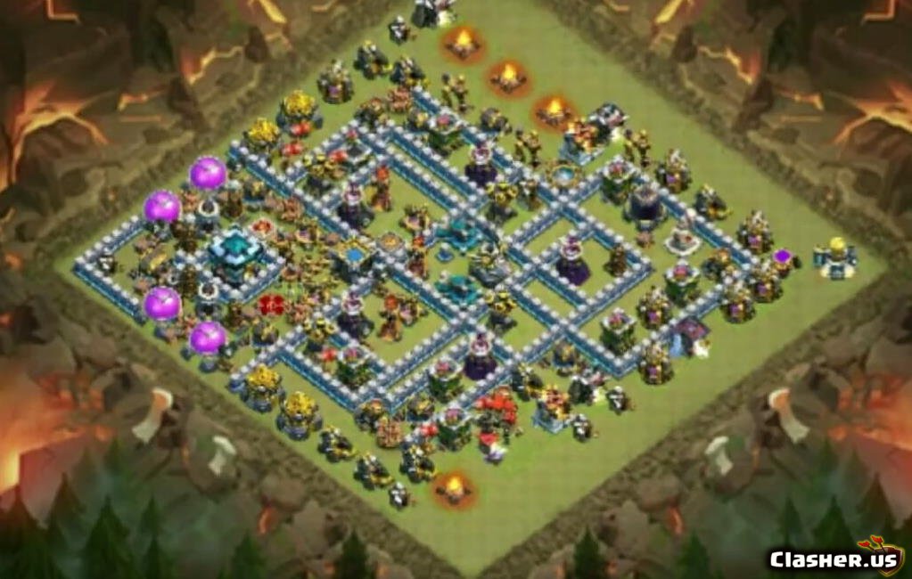 Town Hall 13 TH13 War/Trophy base v36 - anti 3 stars With Link 11-2019 - Wa...