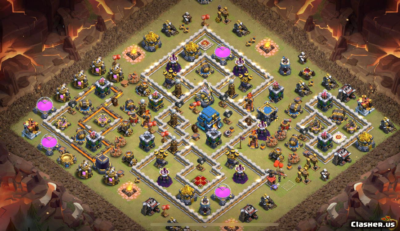 Copy Base Town Hall 12 TH12 War/Trophy Base v349 - anti 3 stars With Link 1...