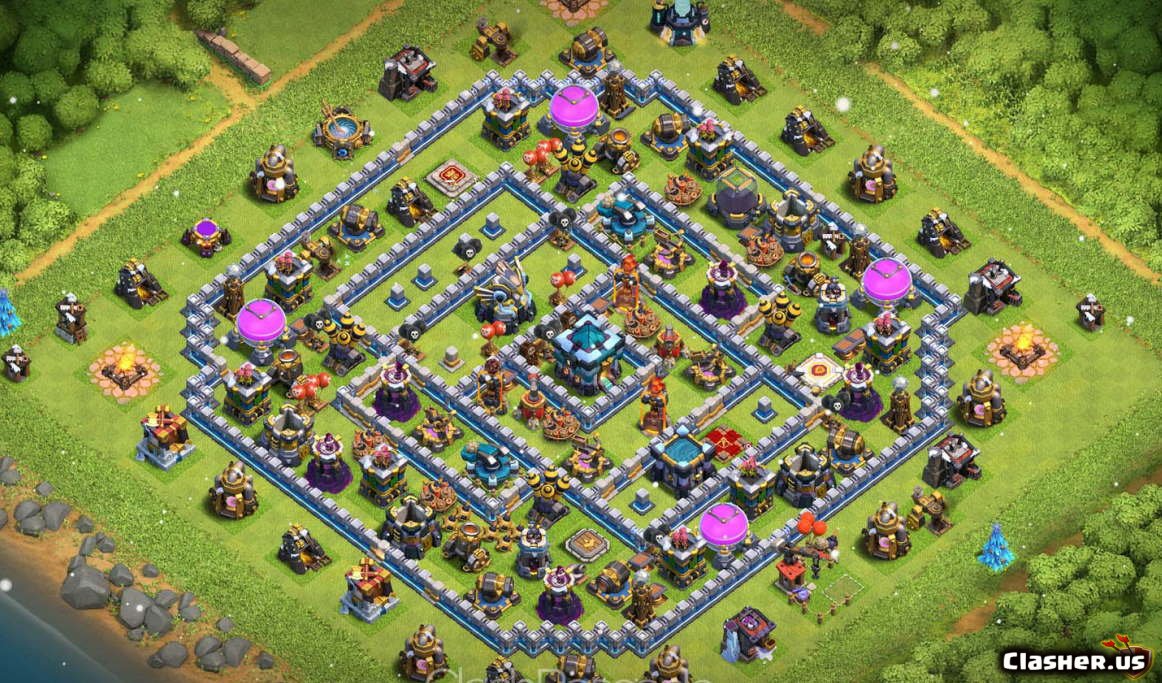 Copy Base Town Hall 13 TH13 Trophy/Farm Base base v132 With Link 11-2019 - ...
