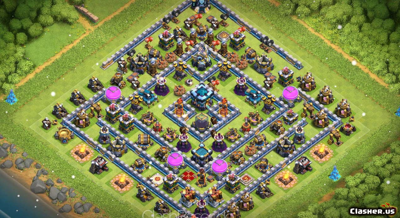 Copy Base [Town Hall 13] TH13 Trophy/Farm base v202 [With Link] [11