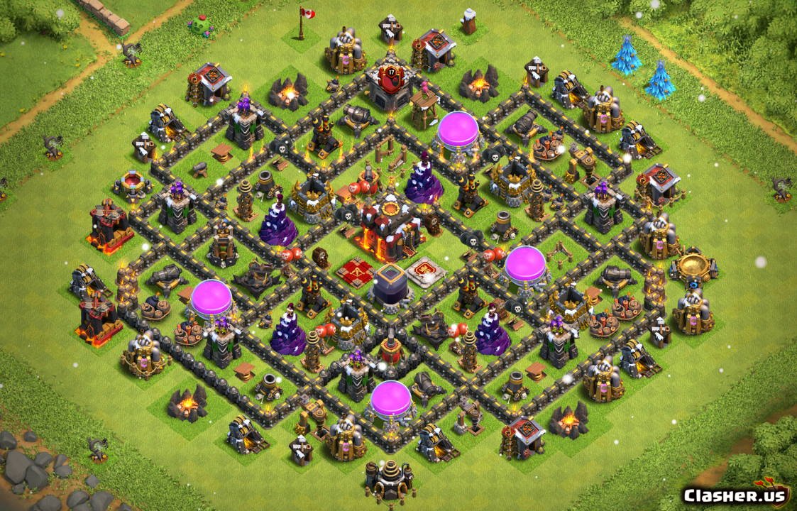 Town Hall 10 TH10 Trophy/War base v60 With Link 0-2020 - Farming Base. 