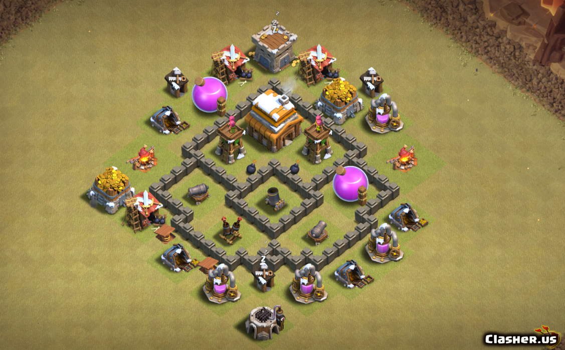 th4 war/trophy base v52,trophy base,th4, th 4, town hall 4, th4 maps,...