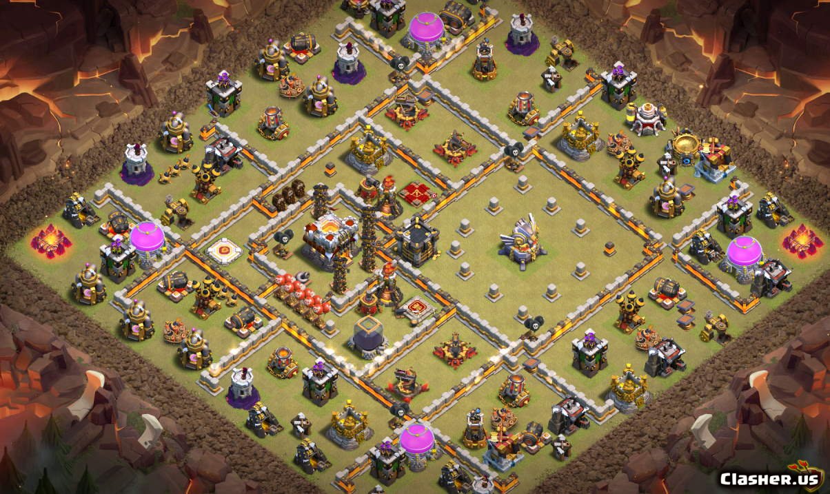 Town Hall 11 TH11 War/Trophy base v188 With Link 0 2020 War. www.clasher.us...