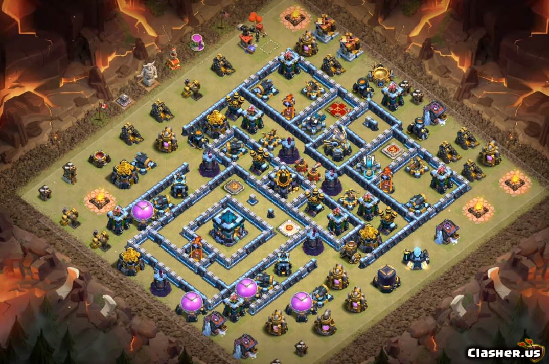 Copy Base Town Hall 13 TH13 War/Trophy/CWL base #819 With Link 4-2020 - .....