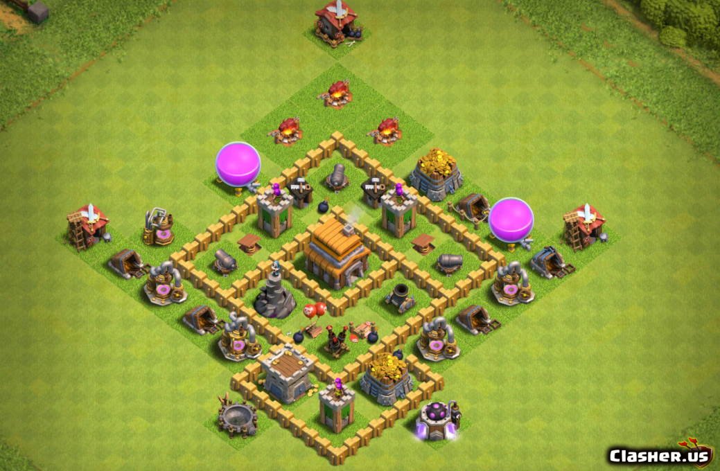 Town Hall 5 TH5 War/Trophy base #22 With Link 4-2020 - War Base.
