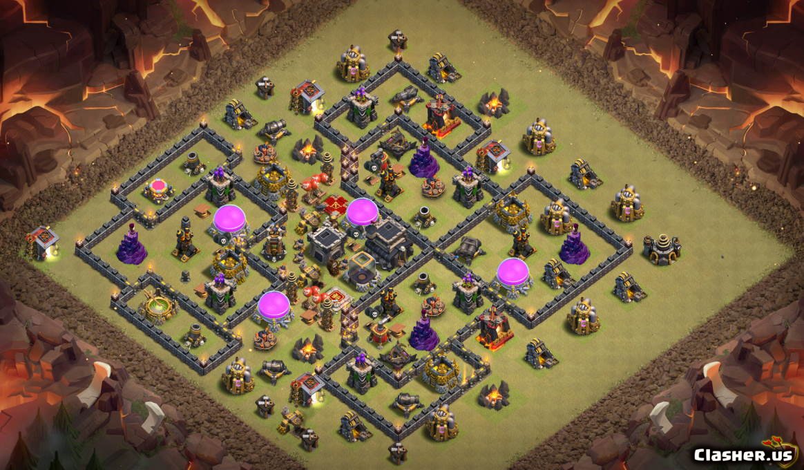 Town Hall 9 TH9 War/Trophy base #249 With Link 4-2020 - War Base.