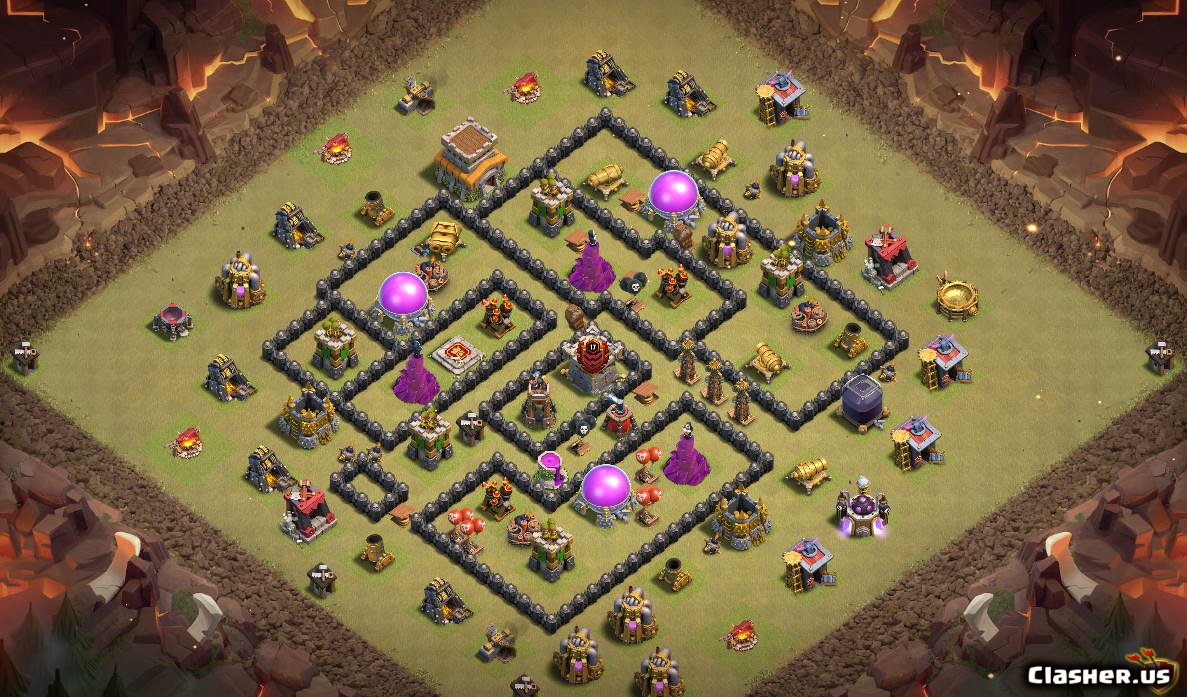 Copy Base Town Hall 8 TH8 Trophy/War base #98 With Link 5-2020 - ...