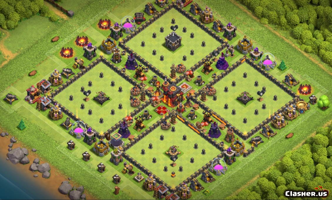 Town Hall 10 Th10 Hybrid Trophy War Base 261 With Link. black kitchen with ...