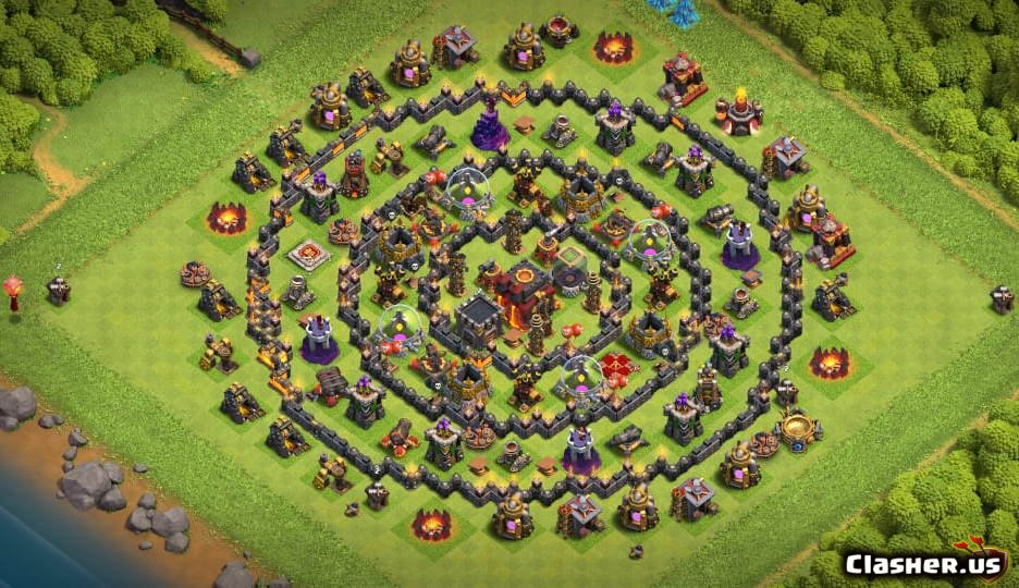 Town Hall 10 TH10 Ring/War/Farm/Trophy/Hybrid/Circle base #303 With Link 6-...