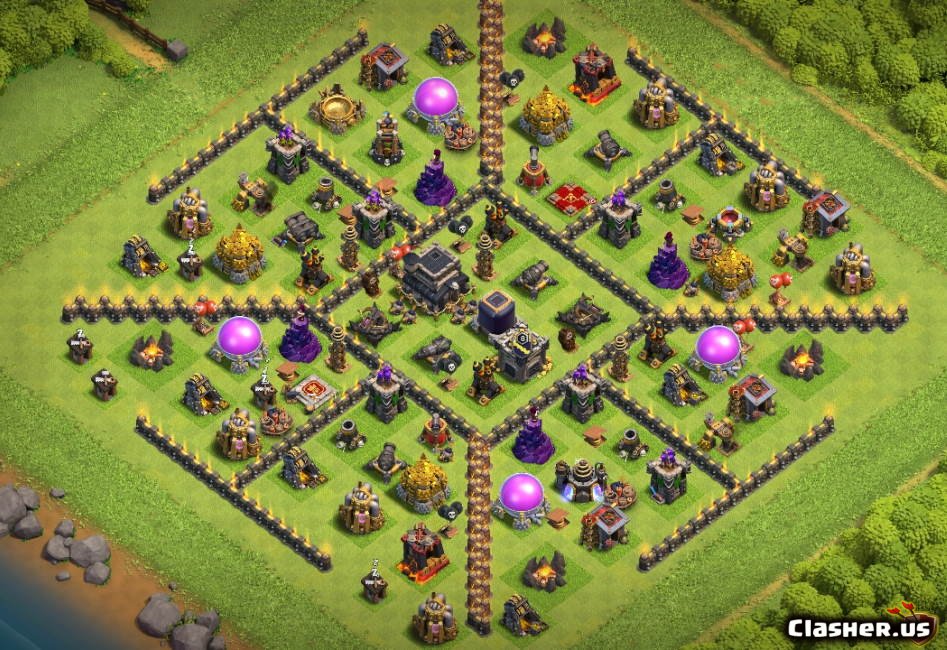 Copy Base [Town Hall 9] TH9 Hybrid/War/Trophy base #311 [With Link] [6