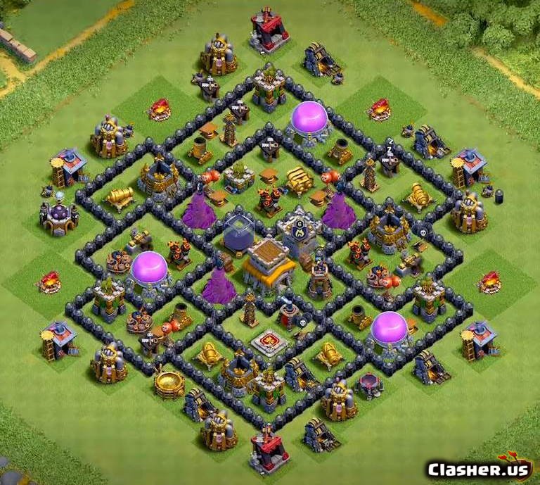 Base Coc Th 8 / coc best th8 war base anti dragon with bomb tower.