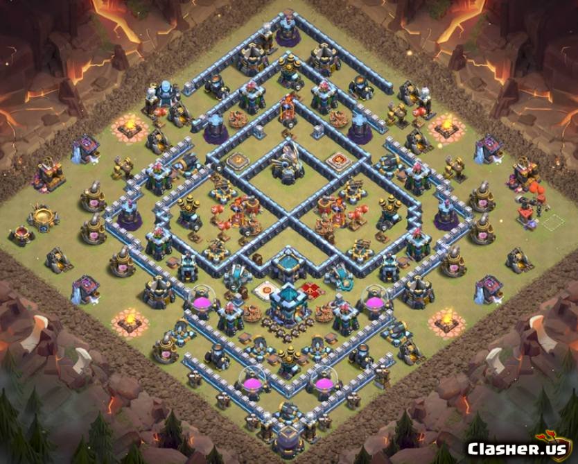 Town Hall 13 TH13 War/Trophy base #1181 With Link 6-2020 - War Base.