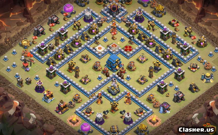Town Hall 12 TH12 War/Trophy base #665 With Link 7-2020 - War Base.