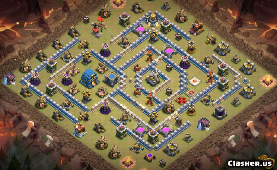 Town Hall 12 TH12 War/Trophy base #717 With Link 8.