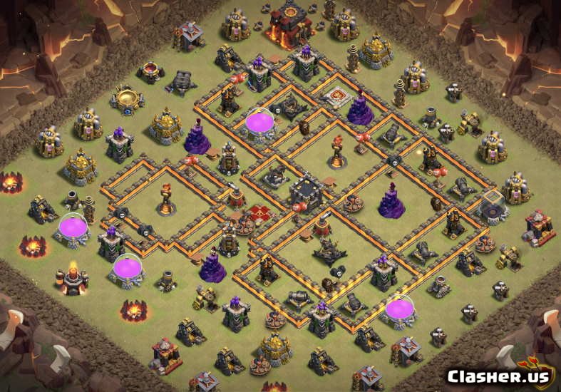 Copy Base [Town Hall 10] TH10 War/Trophy base 648 [With Link] [32021