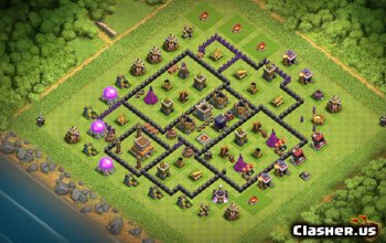 town hall 8, farming/trophy base layout #66