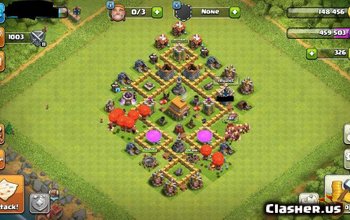 town hall 6, farming/trophy/hybrid/war base layout #97