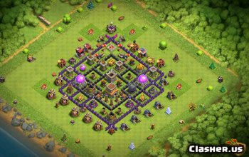 town hall 8, farming/trophy/war base layout #102