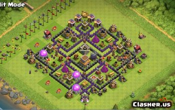 town hall 8, trophy/war base layout #108