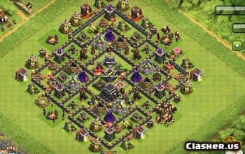 town hall 9, trophy/hybrid base layout #137