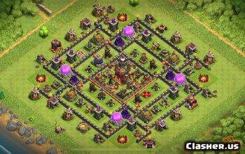 town hall 10, war/farming/trophy/hybrid base layout #154