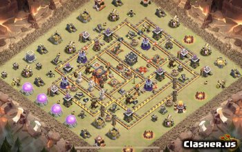 town hall 10, war base layout #158