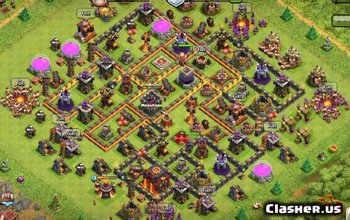 town hall 10, war base layout #163