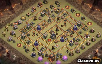 town hall 10, war base layout #167