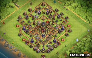 town hall 10, trophy base layout #169