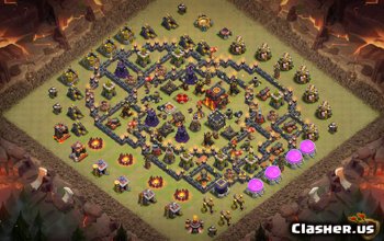 town hall 10, funny/war/hybrid base layout #171