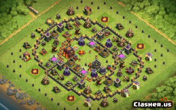 town hall 10, funny/hybrid/trophy/farming base layout #173