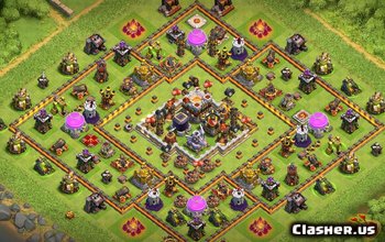 town hall 11, farming/trophy/war base layout #183