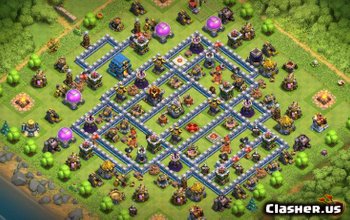 town hall 12, hybrid/war base layout #202