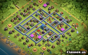 town hall 12, trophy/war/hybrid base layout #225