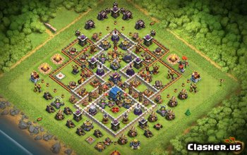 town hall 12, hybrid/farming/trophy base layout #232